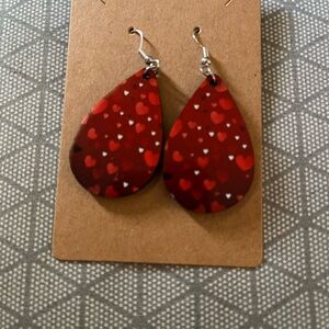 Red Heart Teardrop Earrings